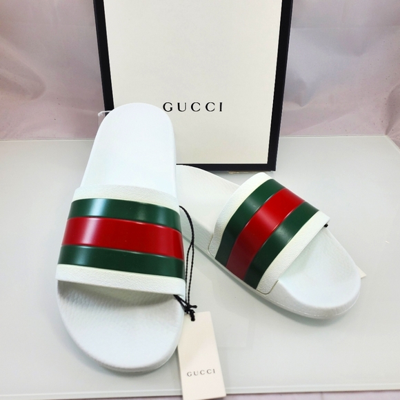 NWT$400 GUCCI Signature Pursuit 72 Stripe Slip-on Slide Sandals 6G (US 6.5-7) - Picture 9 of 16